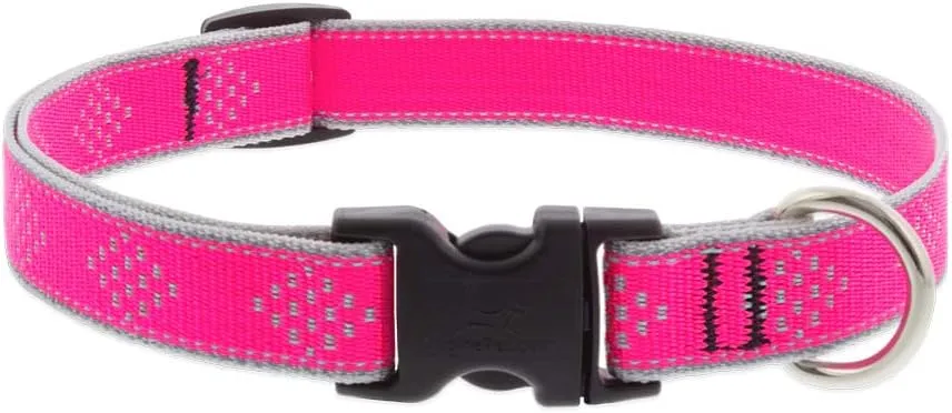 Lupine Reflective Dog Collar 3/4" Wide Pink Diamond Adjusts from 13" to 22"