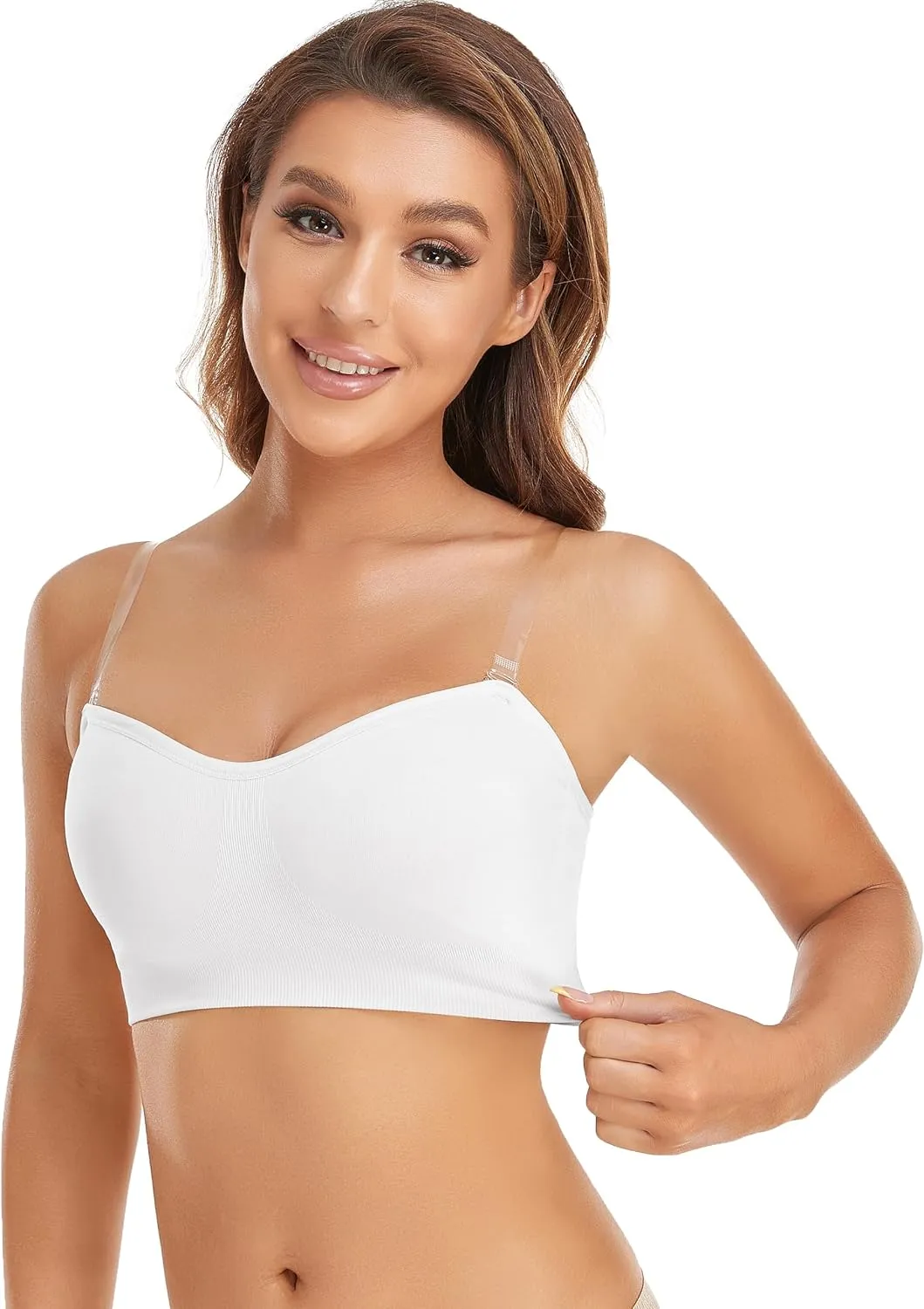 Lusait Strapless Bra for Women Non-Slip Silicone Padded Bandeau Bra Wireless Tube Top Bralette