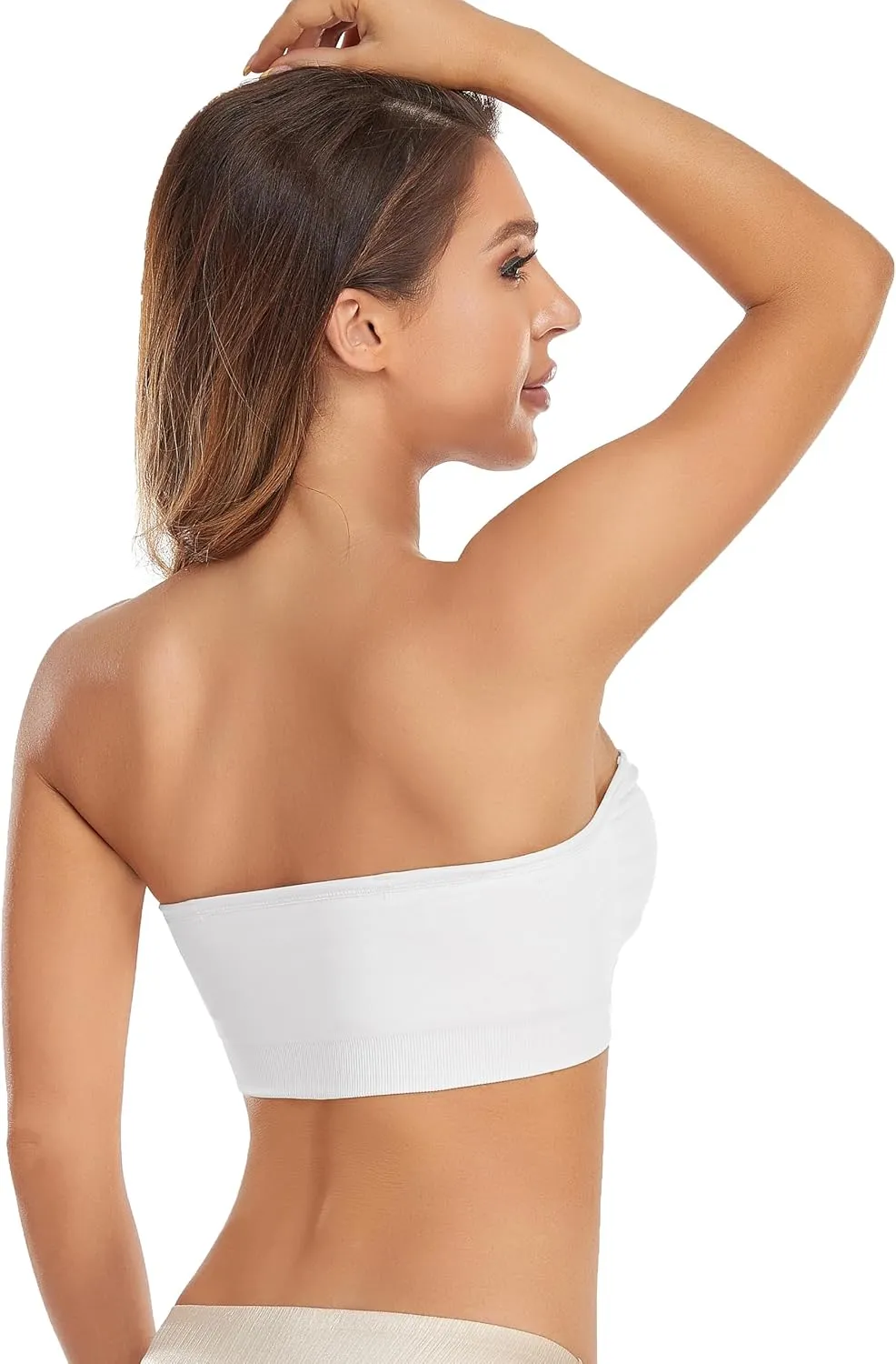 Lusait Strapless Bra for Women Non-Slip Silicone Padded Bandeau Bra Wireless Tube Top Bralette