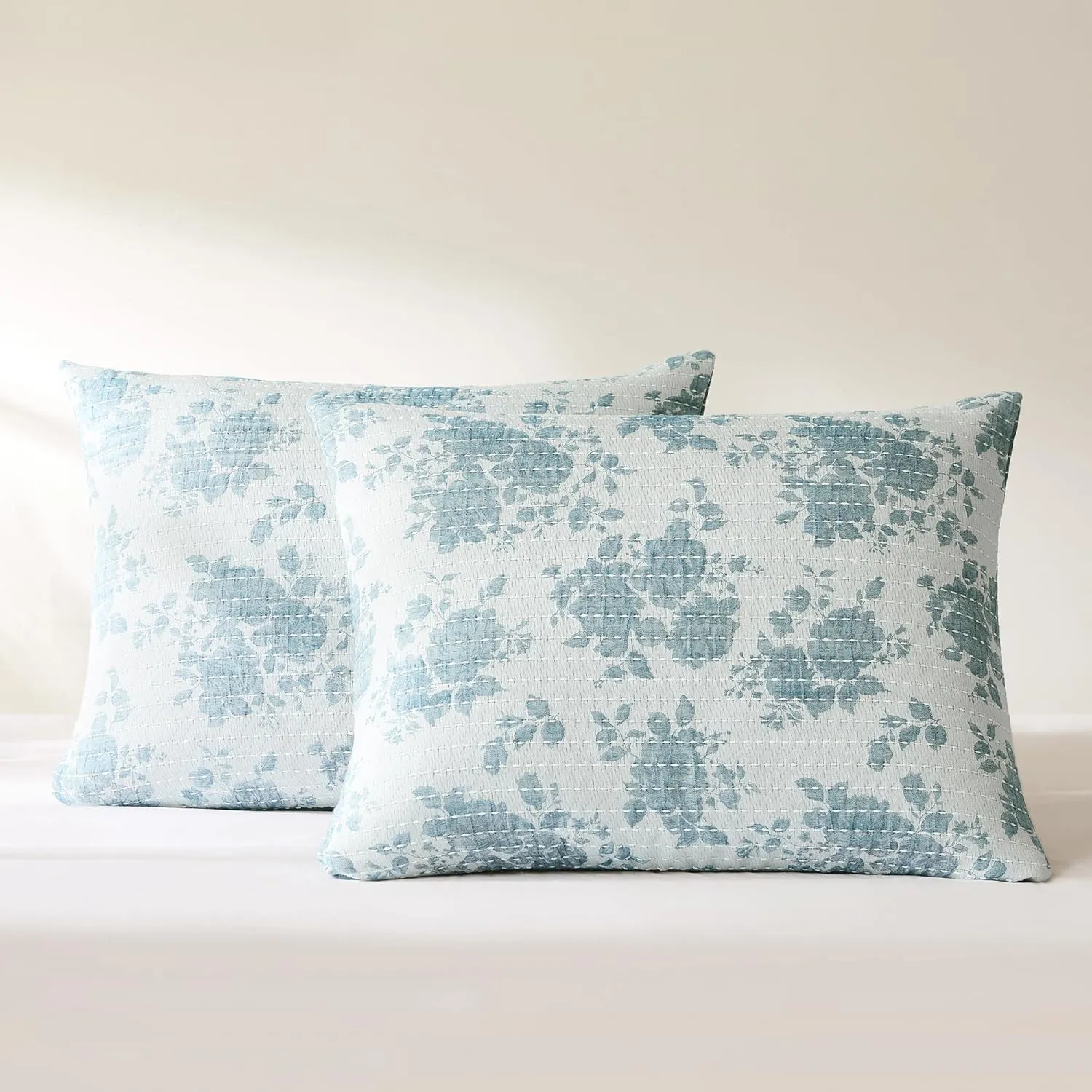 Lush Decor Rose Garden Pick Stitch Jacquard Matelasse Coverlet 3 Piece Set King Blue - Floral Bedding Set - Bed Coverlet - Coquette Decor