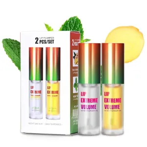 Luxurabalm Lip Plumper, Dual Formula Plumping Lip Gloss with Ginger & Mint, Natural Mouth Care & Enhancer Set, Volumizing and Moisturizing Balm (1set)