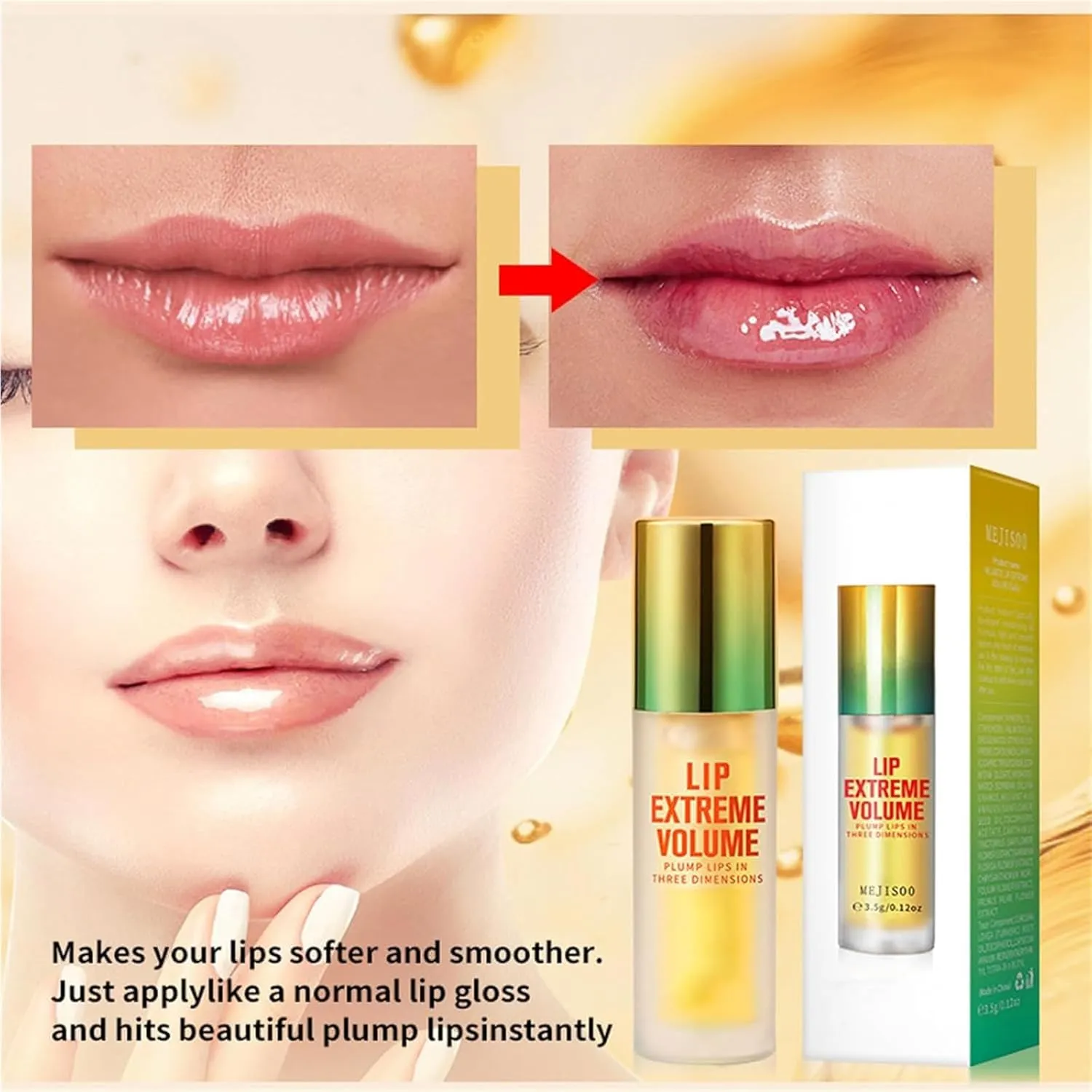 Luxurabalm Lip Plumper, Dual Formula Plumping Lip Gloss with Ginger & Mint, Natural Mouth Care & Enhancer Set, Volumizing and Moisturizing Balm (1set)