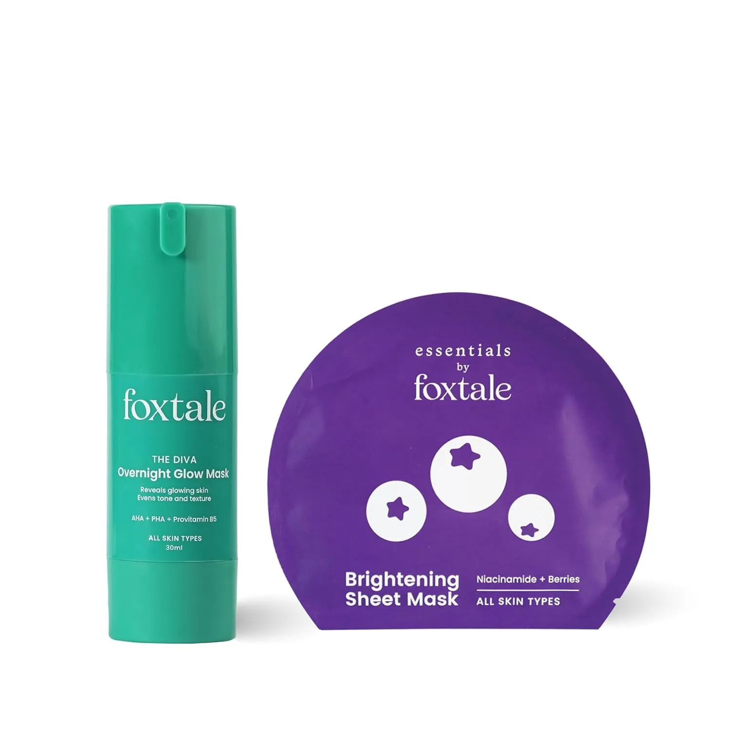Made to Brighten Duo for Glow and Bright Skin with Overnight Glow Mask - 30ml and Brightening Sheet Mask -26g, For All Skin Types, Unisex