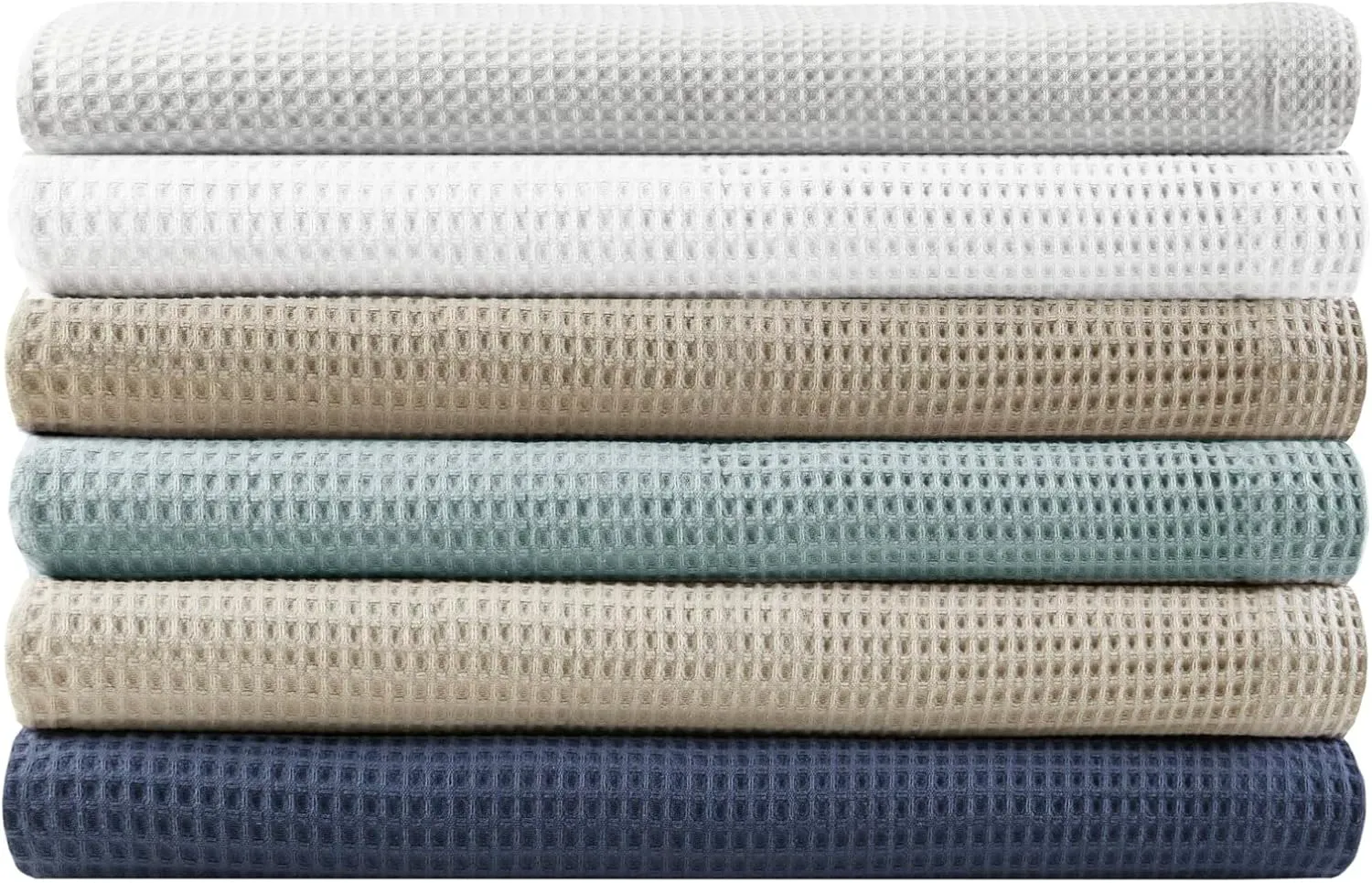 Madison Park 100% Cotton Blanket, Trendy Woven Waffle Weave Design, All Season, Lightweight, Breathable, Soft and Cozy Casual Summer Cover, for Bed, Couch and Sofa, King(108 in x 90 in), Aqua