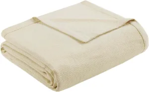 Madison Park Liquid Cotton Luxury Blanket Premium Soft Cozy 100% Ring Spun Cotton For Bed , Couch or Sofa, King, Ivory