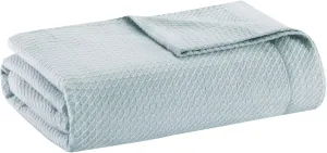 Madison Park Soft Certified 100% Egyptian Cotton Breathable Cozy Blanket, Premium Waffle Knit Classic Design Luxury All Season Lightweight Cover for Bed, Couch and Sofa, Twin, Light Blue