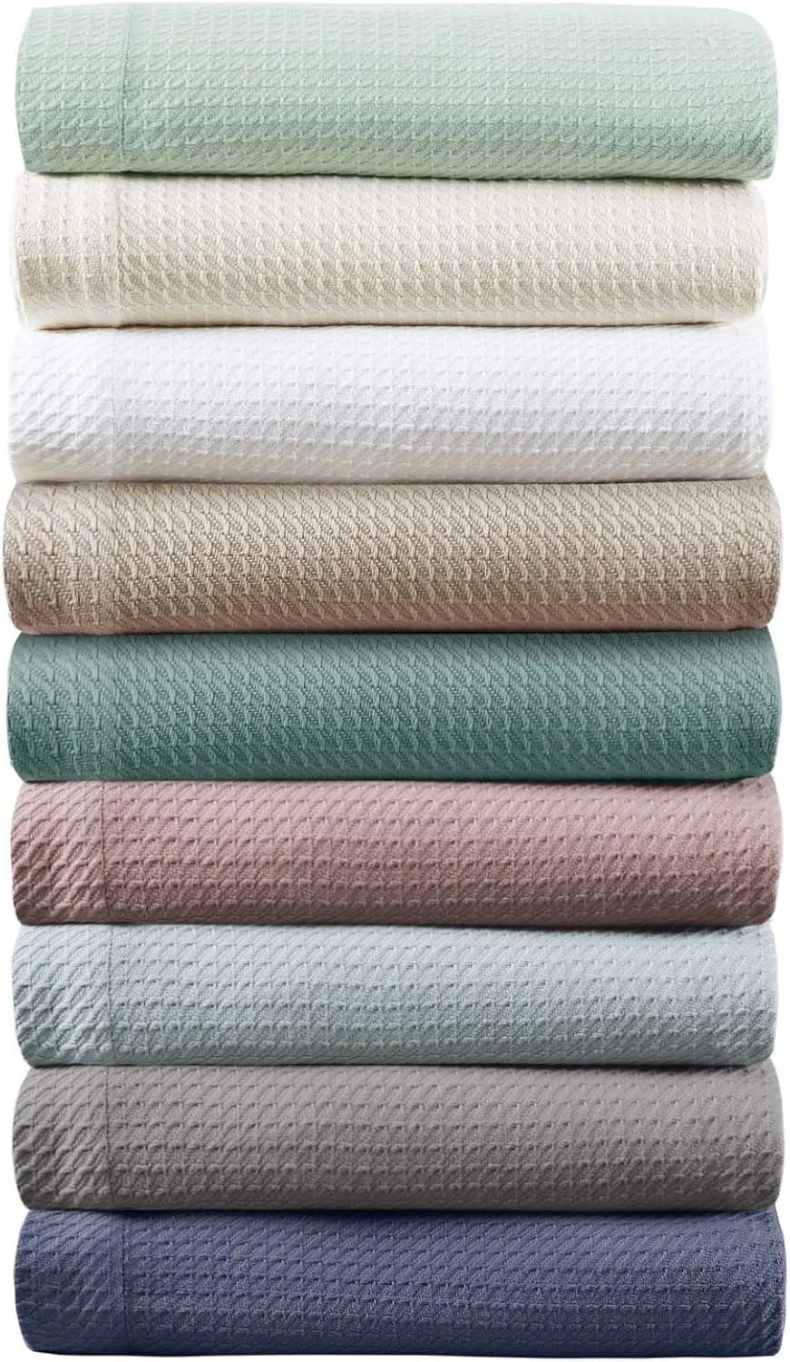 Madison Park Soft Certified 100% Egyptian Cotton Breathable Cozy Blanket, Premium Waffle Knit Classic Design Luxury All Season Lightweight Cover for Bed, Couch and Sofa, Twin, Light Blue