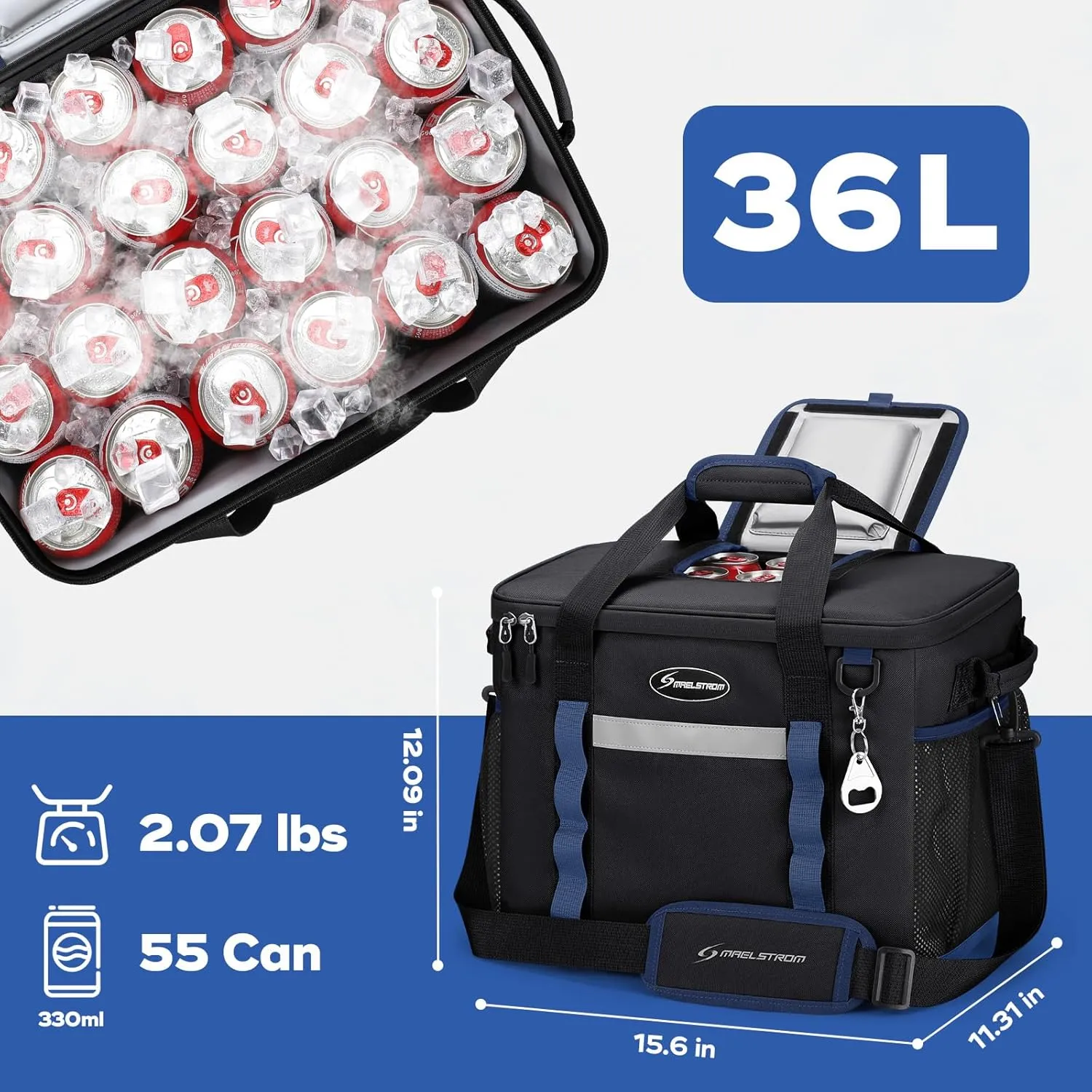 Maelstrom Soft Cooler Bag,Collapsible Soft Sided Cooler,24/30/60/75 Cans Beach Cooler,Ice Chest,Large Leakproof Camping Cooler,Portable Travel Cooler for Grocery Shopping,Camping,Road Trips