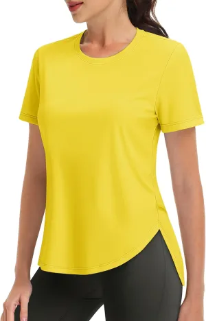 MAGCOMSEN Short Sleeve Workout Tops for Women UPF 50  Sun Protection Quick Dry Wicking T Shirt Yoga Athletic Running Gym
