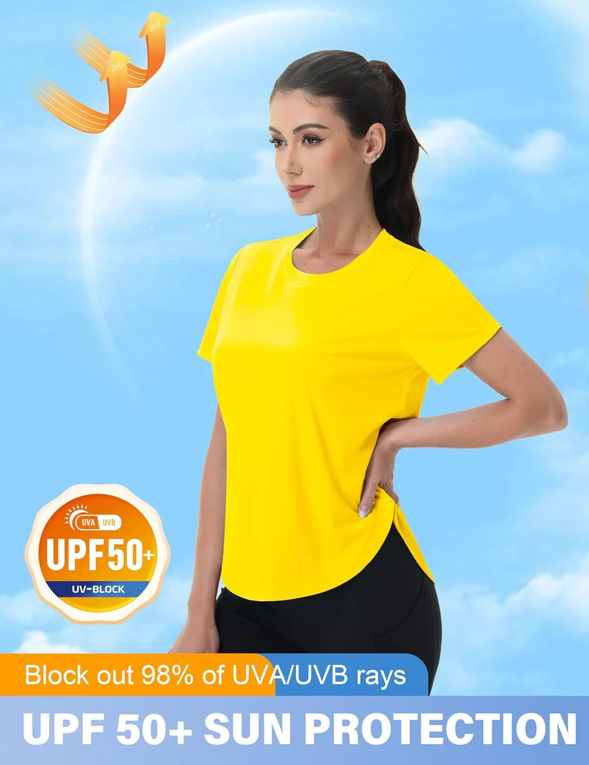 MAGCOMSEN Short Sleeve Workout Tops for Women UPF 50  Sun Protection Quick Dry Wicking T Shirt Yoga Athletic Running Gym