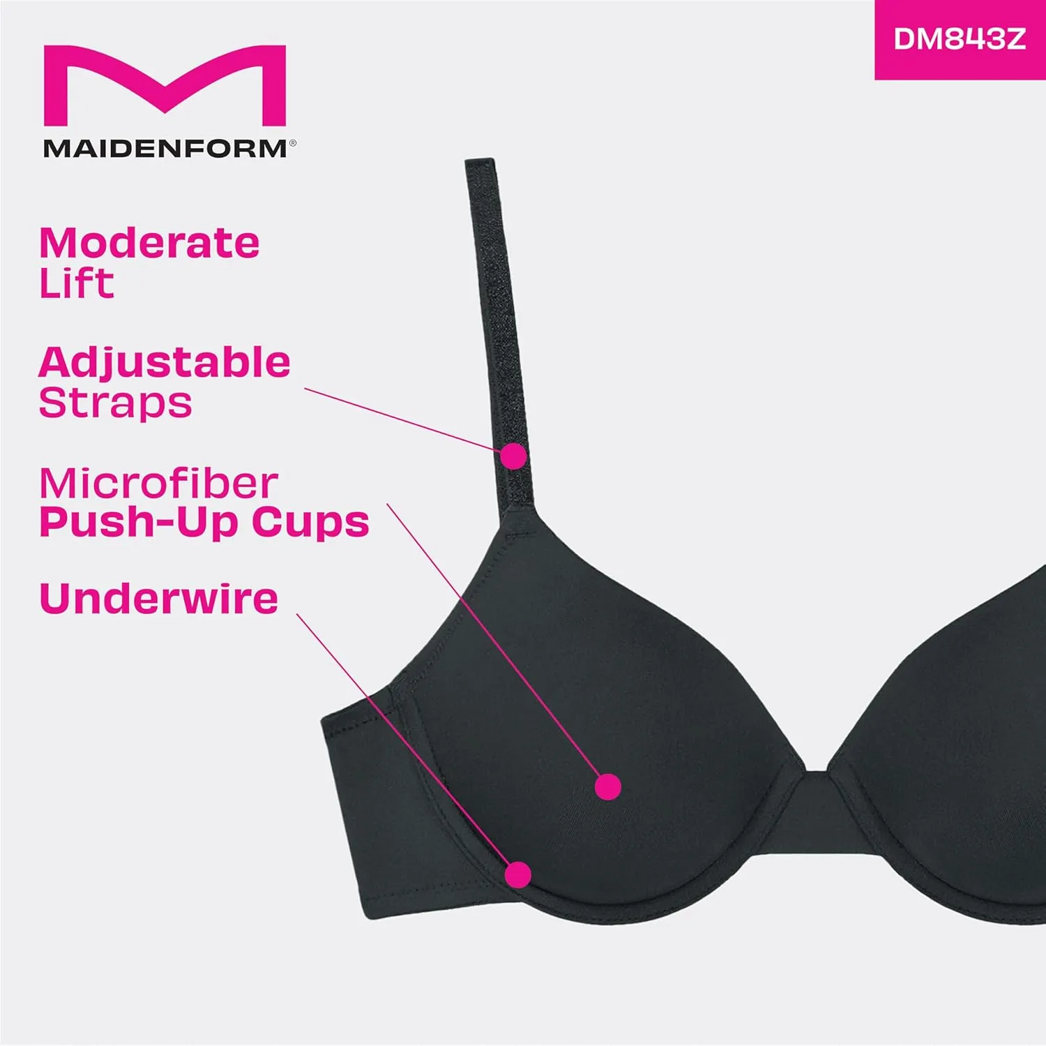 Maidenform, Push Women, Underwire Bra with Adjustable Straps 2-Pack