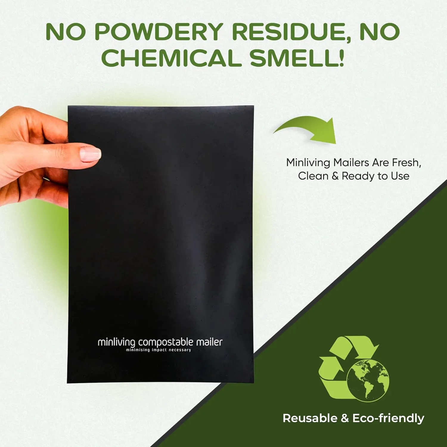 Mailing Pouches 10x13 inch - Plant-Based Materials, Double Seal Closure, Tear Resistant, Extra Thick Design - 50 Reusable Shipping Bags