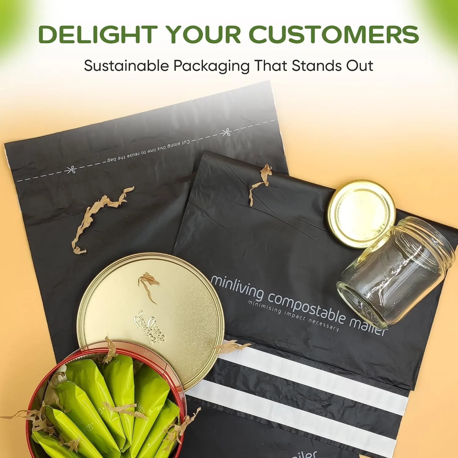 Mailing Pouches 10x13 inch - Plant-Based Materials, Double Seal Closure, Tear Resistant, Extra Thick Design - 50 Reusable Shipping Bags