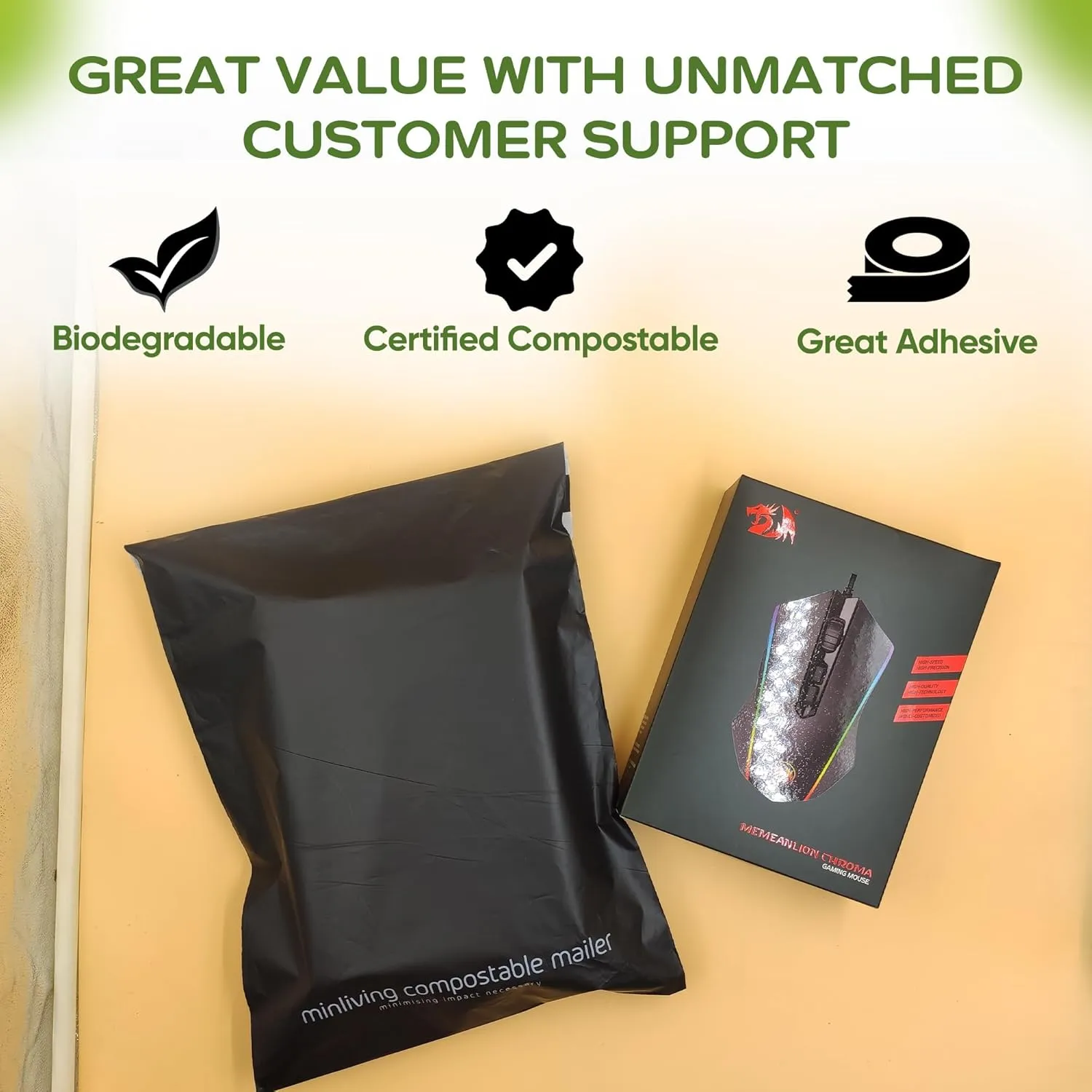 Mailing Pouches 10x13 inch - Plant-Based Materials, Double Seal Closure, Tear Resistant, Extra Thick Design - 50 Reusable Shipping Bags