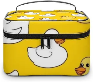 Make Up Bags Cute Rubber Duck Cosmetics Organizer Case for Women, Travel Toiletry Brushes Storage Bag with Carry Handle