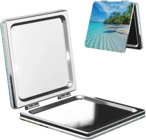 Maldives Islands Ocean Tropical Women Small Makeup Mirror Portable Pocket Cosmetic Mirror for Travel