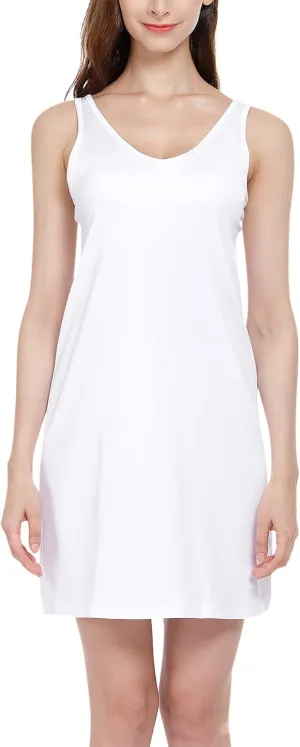 MANCYFIT Womens Full Slip Tank Top Dress Slip Sleeveless Under Dress Wide Straps