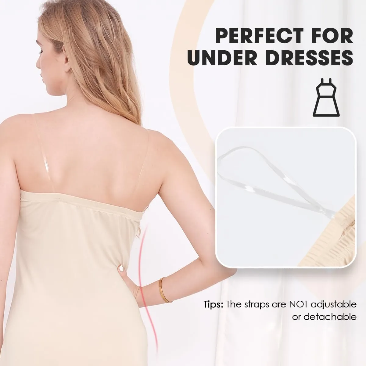 MANCYFIT Women's Tube Top Dress Slip Sleeveless Underdress Invisible Straps