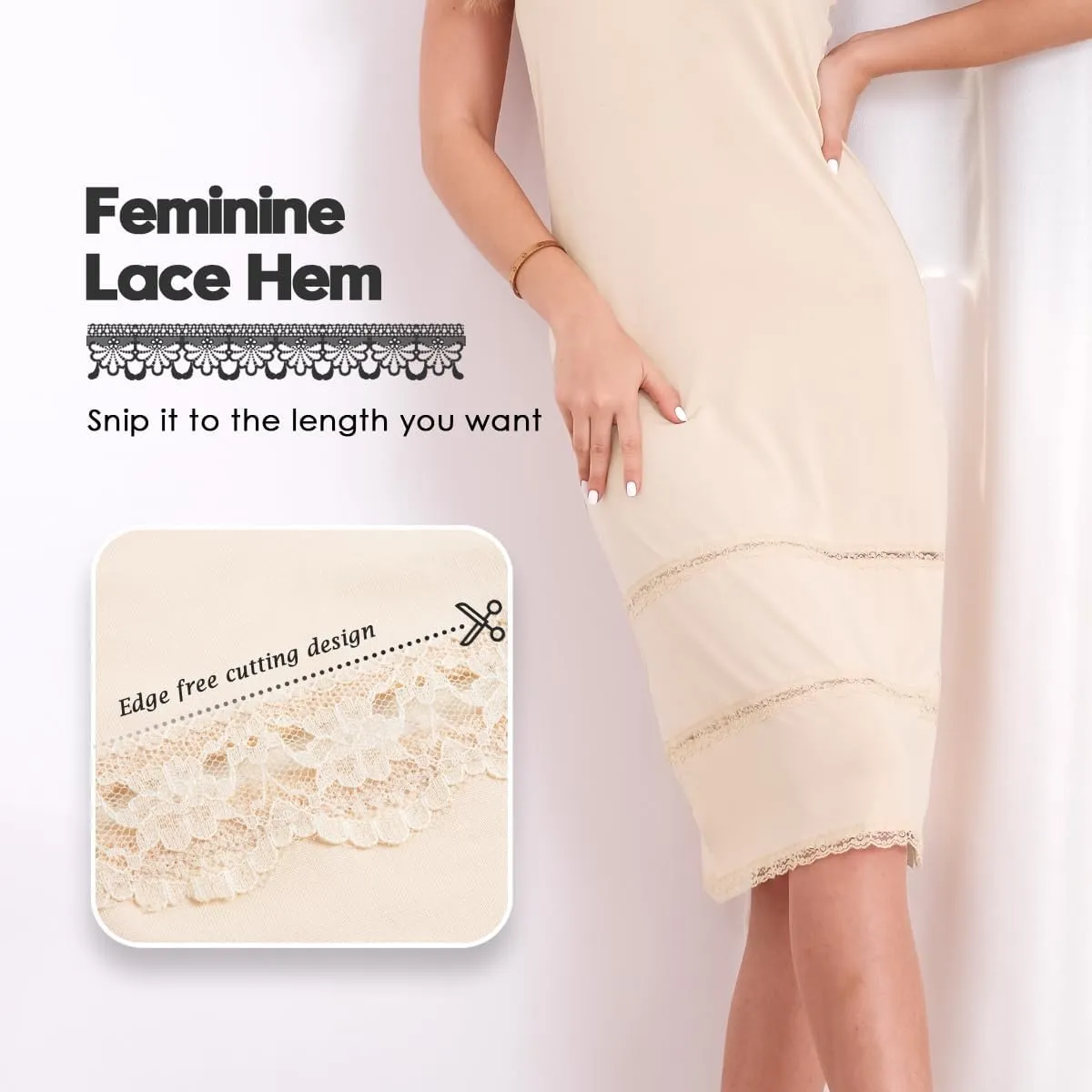 MANCYFIT Women's Tube Top Dress Slip Sleeveless Underdress Invisible Straps