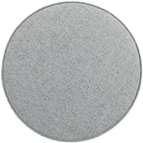 Manhattan Comfort Bailey Mid-Century Modern Round Ottoman - Durable Woven Polyester Blend Upholstery, Stylish Black Stainless Steel Legs - Easy Assembly, Perfect for Living Room, Grey with Black Feet