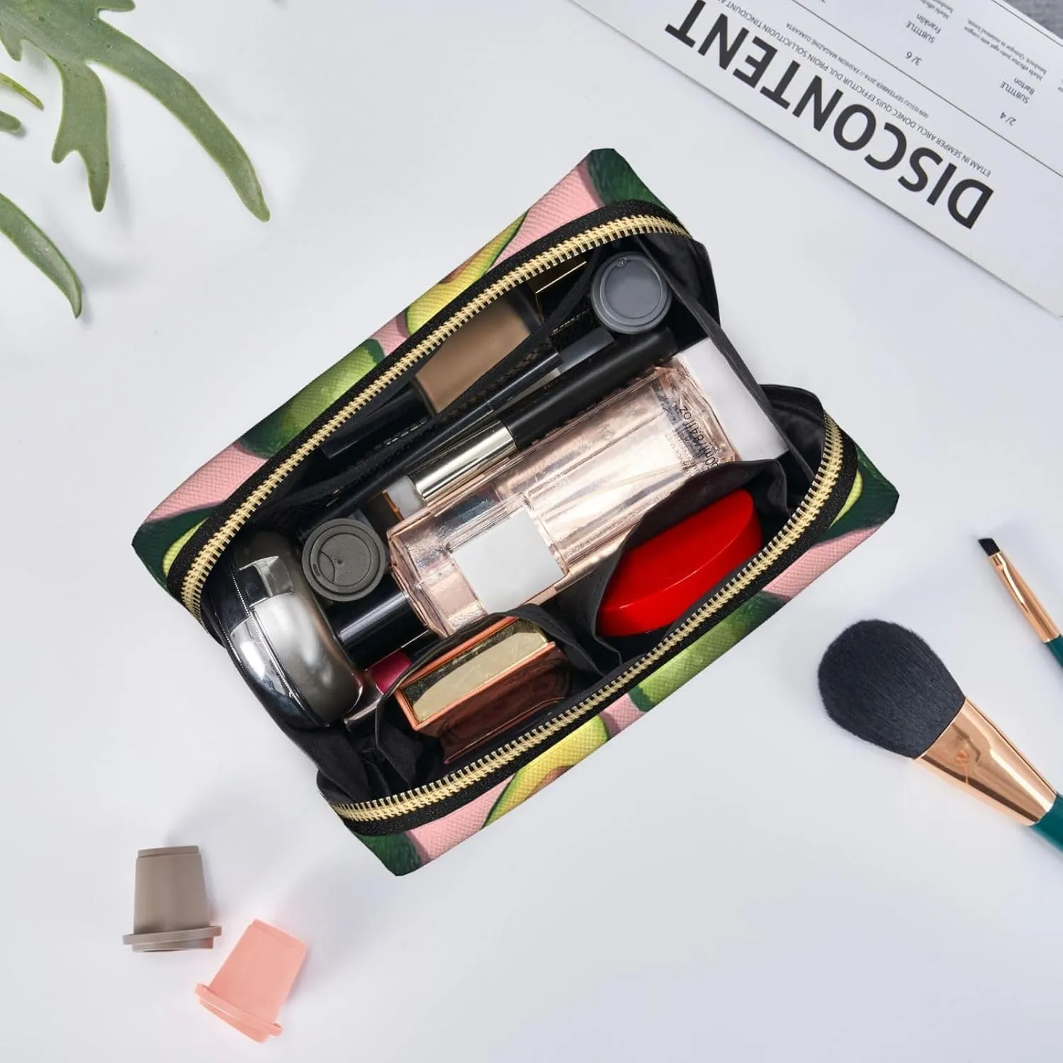 Many Avocado Images Toiletry Pouch, Travel-Friendly Makeup Organizer For Makeup Brushes, Lipsticks
