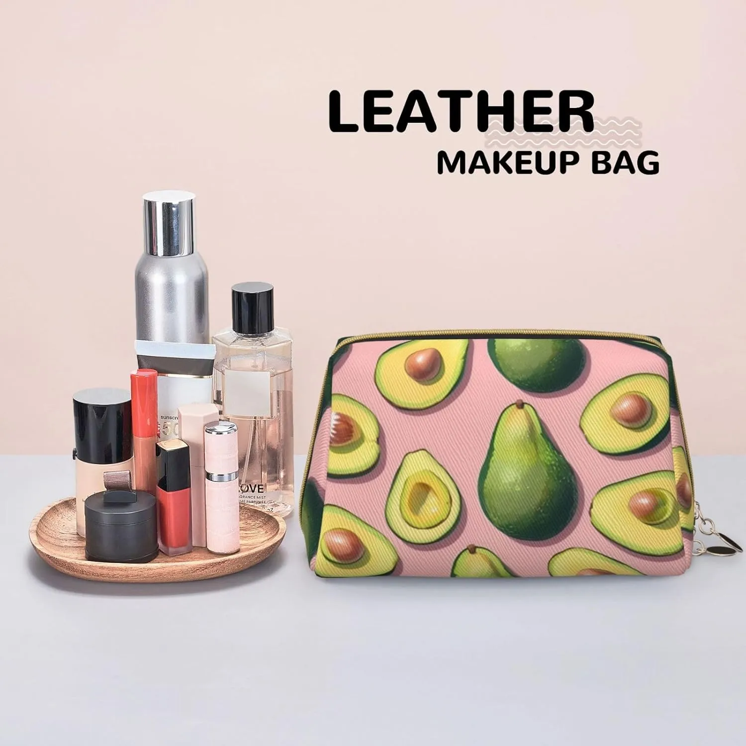 Many Avocado Images Toiletry Pouch, Travel-Friendly Makeup Organizer For Makeup Brushes, Lipsticks