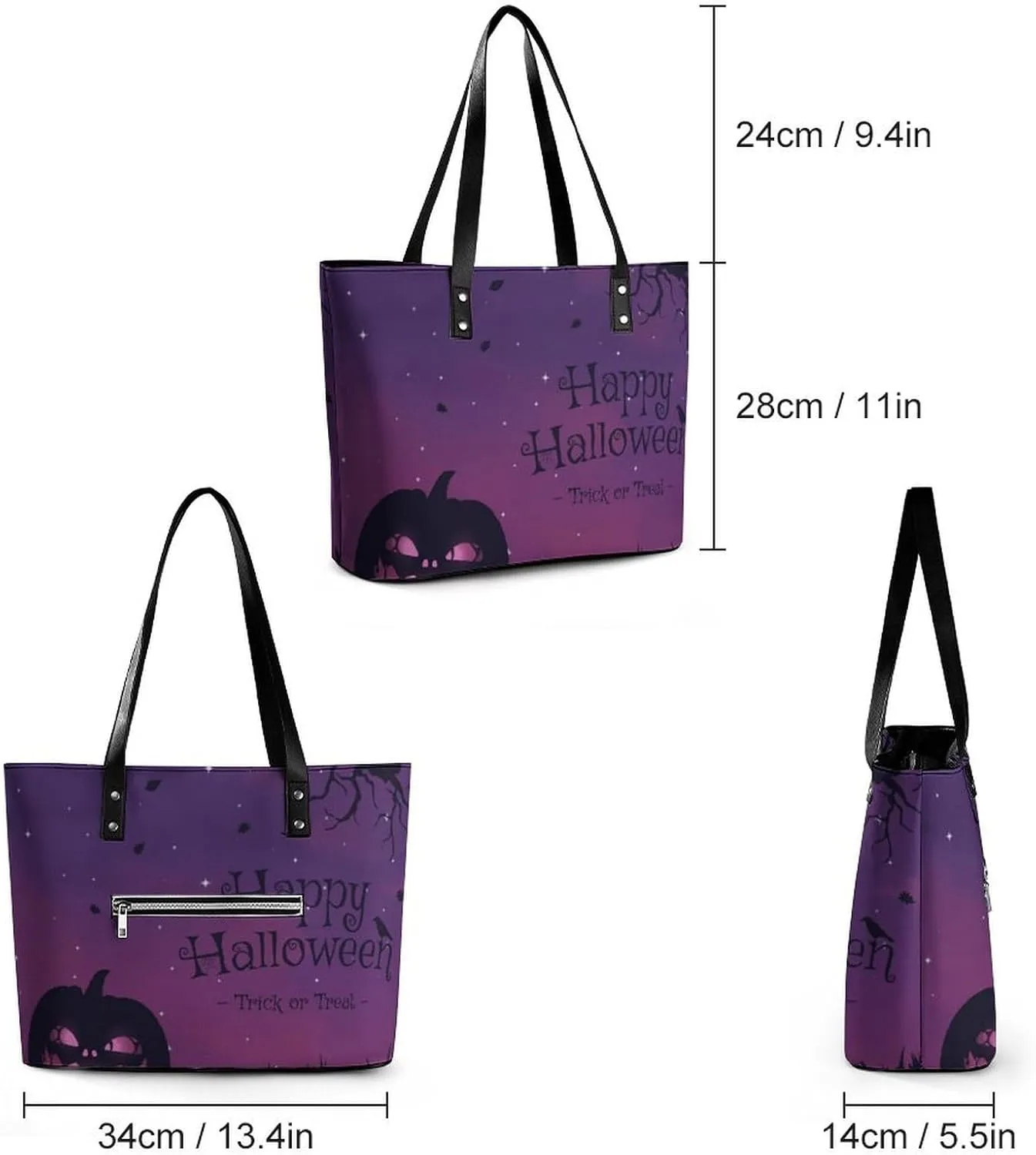 Map Kawaii Hobo Handbags With Zipper Large Capacity Satchel Tote Bag Shoulder Bag
