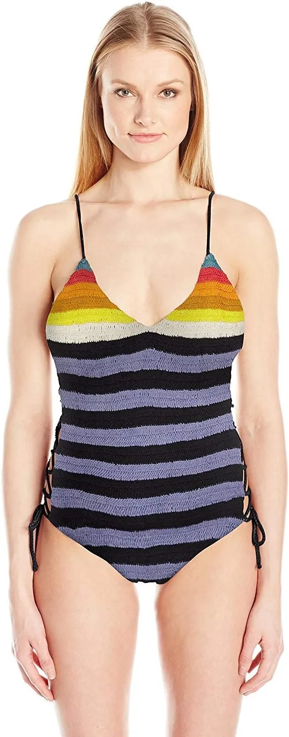 Mara Hoffman Women's Standard Side Tie One Piece Swimsuit, Sage/Multi, X-Small