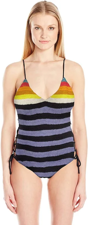 Mara Hoffman Women's Standard Side Tie One Piece Swimsuit, Sage/Multi, X-Small