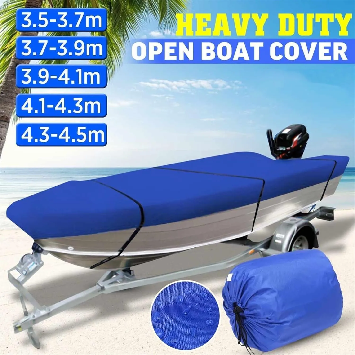 Marine Accessories 600D Waterproof Open Boat Cover Sunshade UV-Resistant Dust-Proof Cover Heavy Duty Marine Open Boat Cover 3.5m-4.5m Universal(510x250cm)