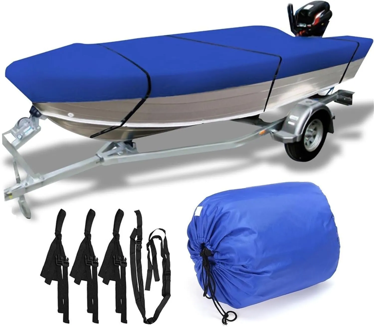 Marine Accessories 600D Waterproof Open Boat Cover Sunshade UV-Resistant Dust-Proof Cover Heavy Duty Marine Open Boat Cover 3.5m-4.5m Universal(510x250cm)