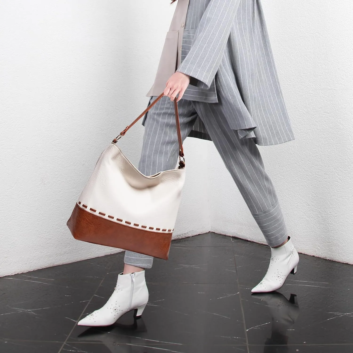 Marvolia Hobo Bags for Women Vegan Leather Shoulder Purses and Handbags Top Handle Handbags with Adjustable Shoulder Strap