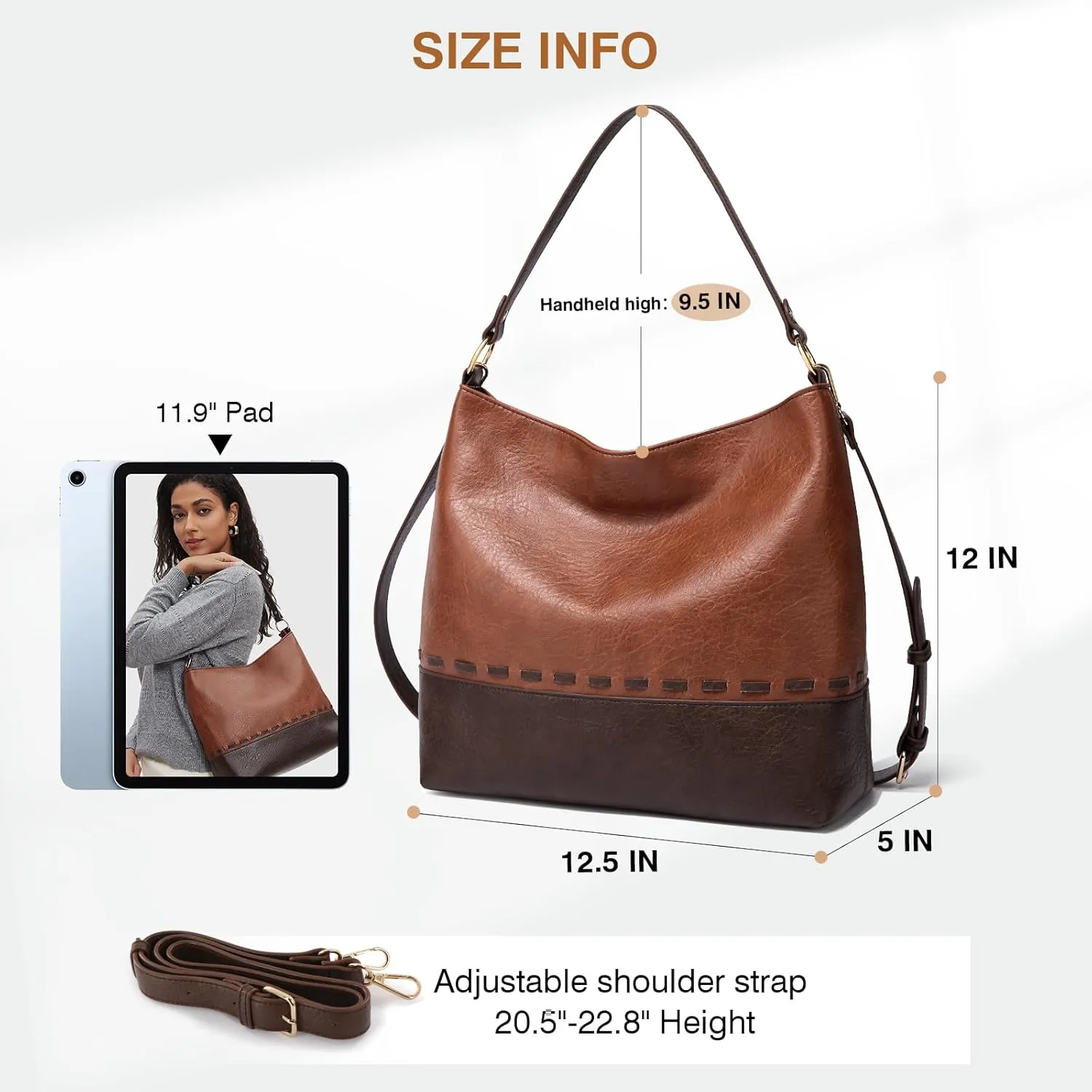 Marvolia Hobo Bags for Women Vegan Leather Shoulder Purses and Handbags Top Handle Handbags with Adjustable Shoulder Strap