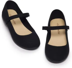 Mary Jane Flats with Hook and Loop Straps – Girls' Shoes for School, Weddings and Casual Wear (Canvas)