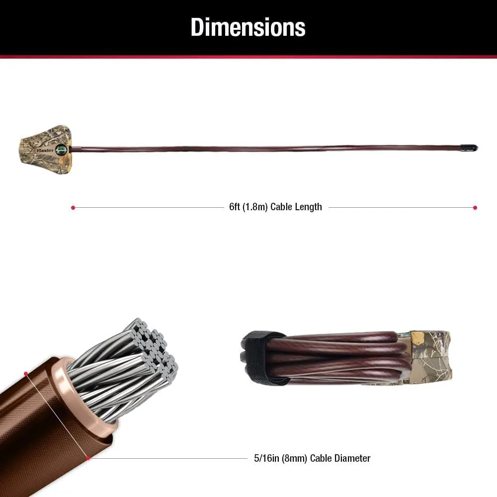 Master Lock Python Trail Camera Adjustable Camouflage Cable Locks 8418KA-6 CAMO 6-Pack