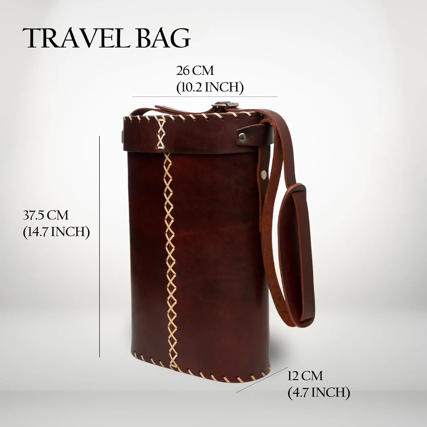Matero Bag for Yerba Mate Gourd and Thermos, Leather, Handle and Shoulder Strap, Essential for Travel and Home Use