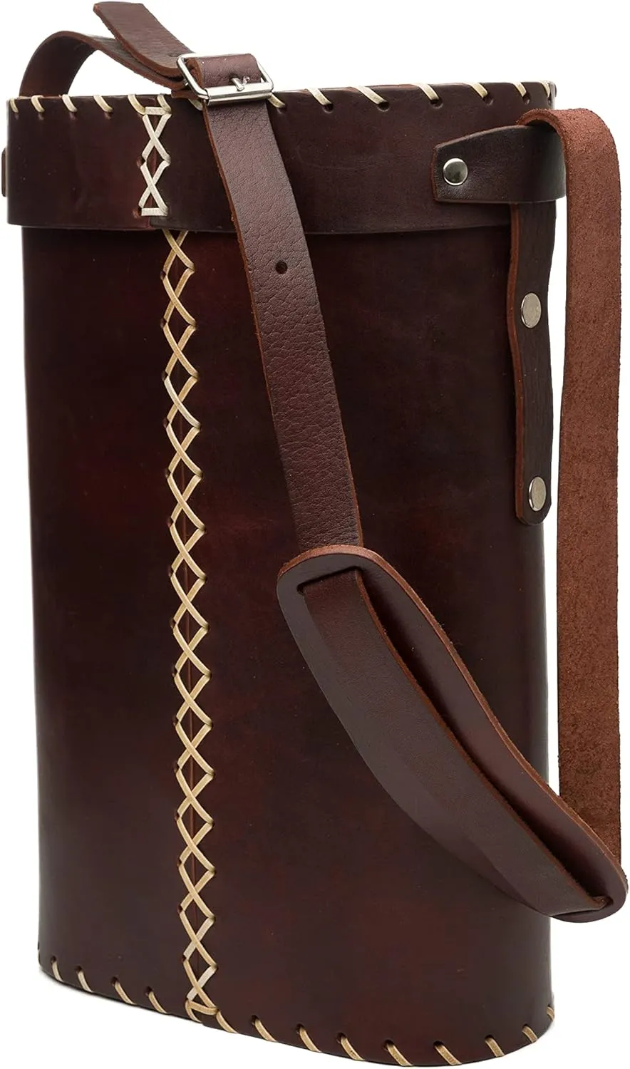 Matero Bag for Yerba Mate Gourd and Thermos, Leather, Handle and Shoulder Strap, Essential for Travel and Home Use