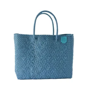 Maui Medium Woven Crossbody Bag - With Detachable Mesh Pouch, Blue Beach Bag, Recycled Plastic Purse, Oaxaca Mexican Woven Bag, Artisan Made Resort Bag