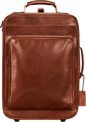 Maxwell Scott - Personalized Luxury Leather Wheeled Rolling Trolley Case Luggage - The Piazzale - Chestnut Tan