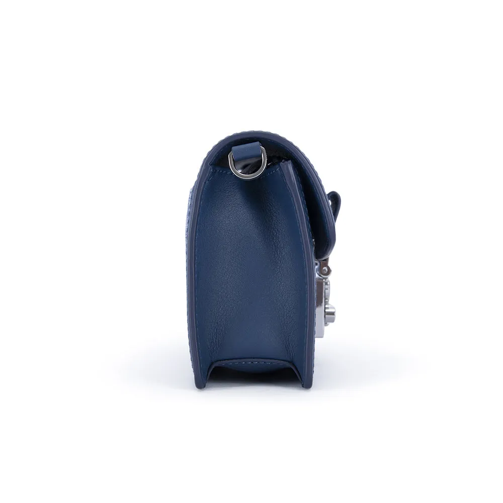 MCM Gretl Vintage Monogram Jacquard Crossbody Bag Blue  Mini