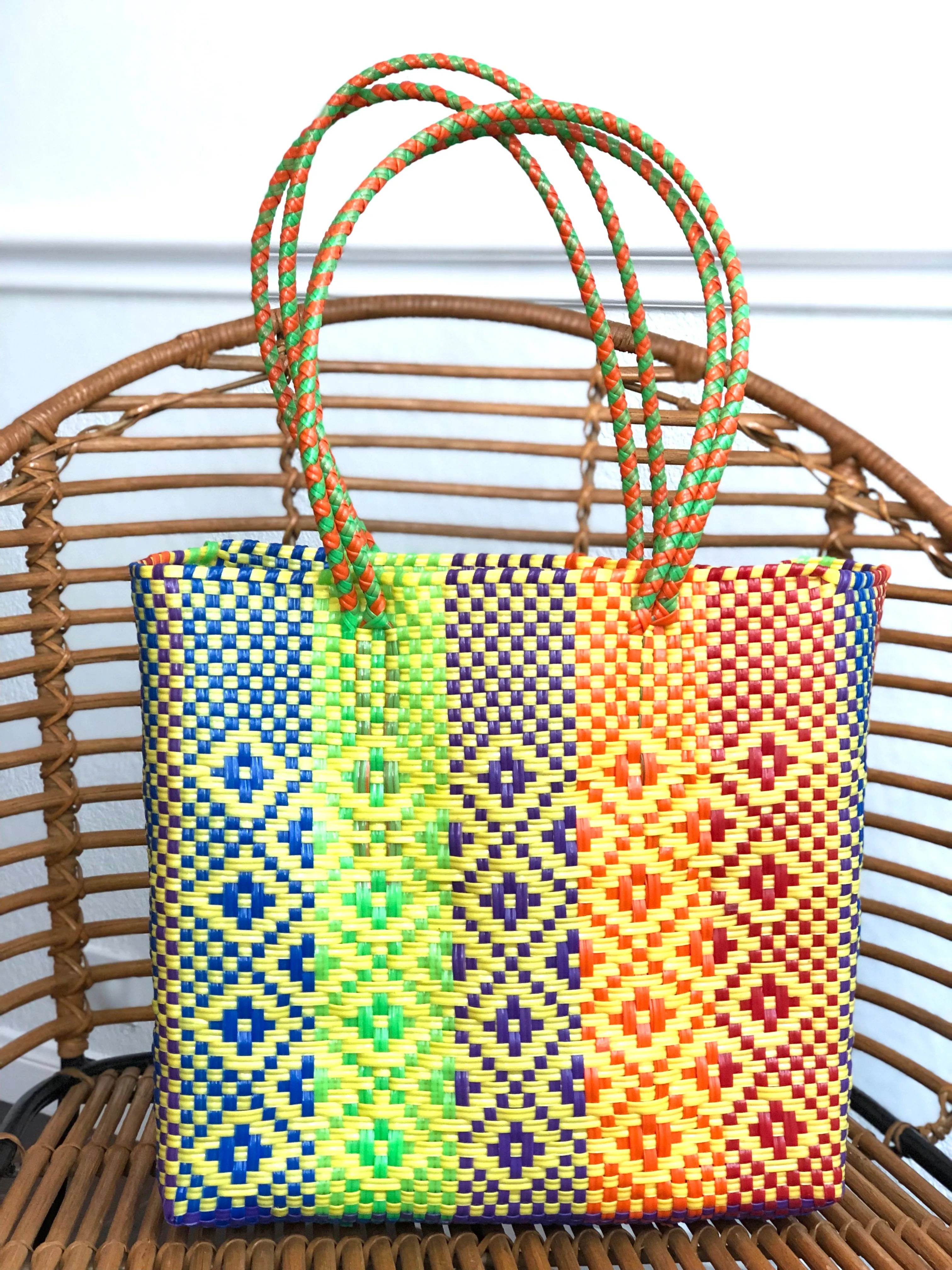 Medium Bright Multi Woven Tote