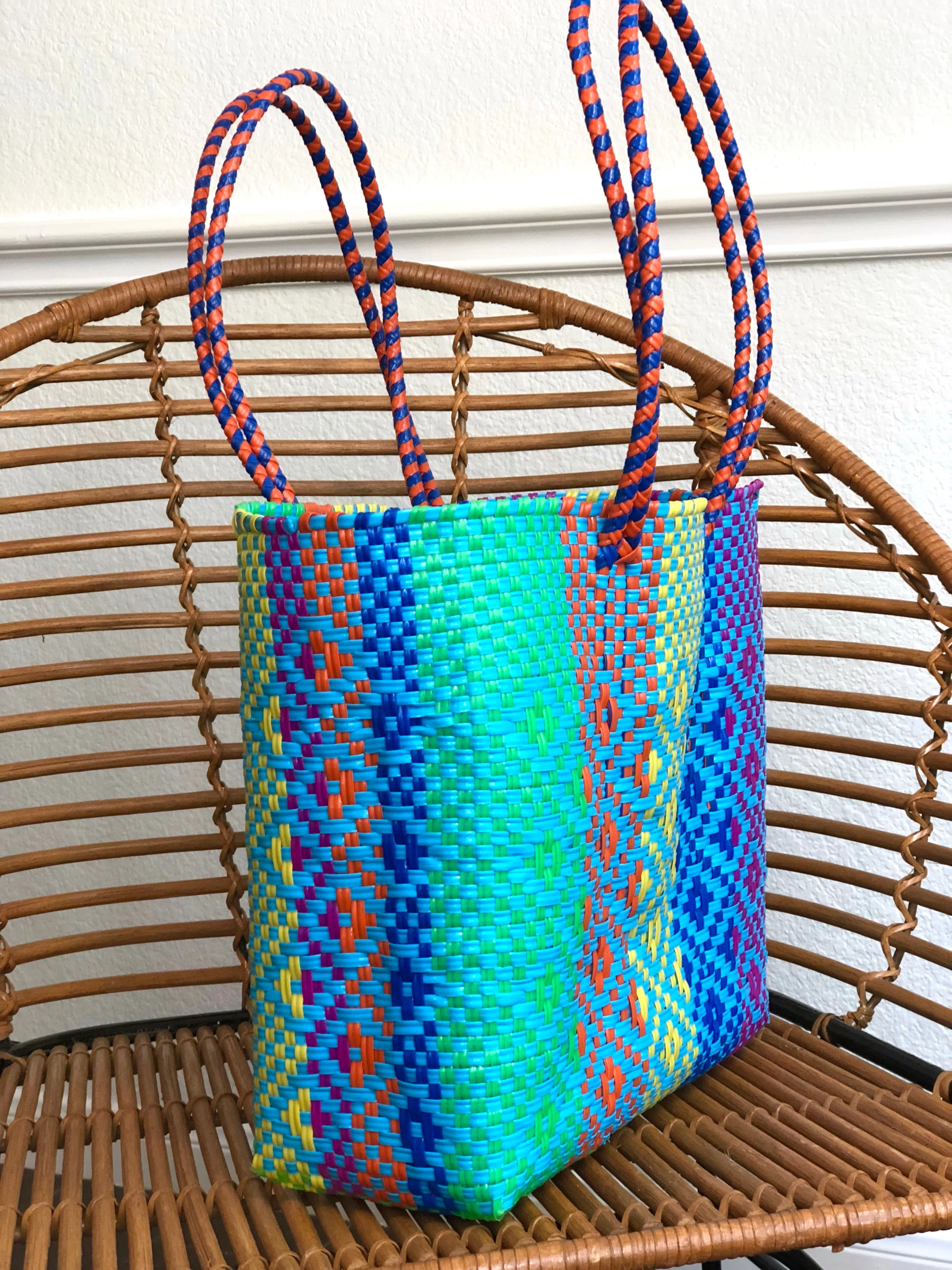 Medium Bright Multi Woven Tote