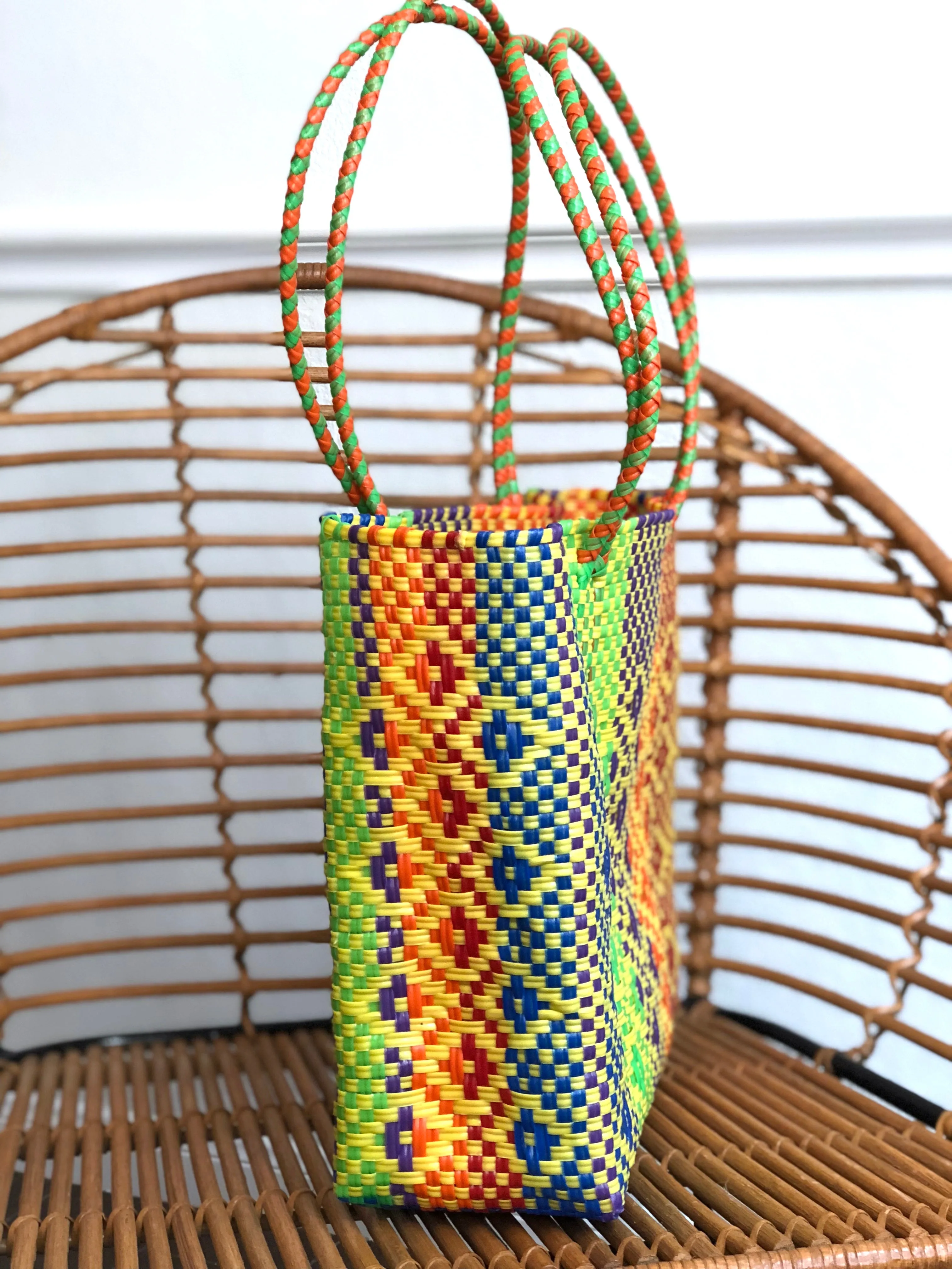 Medium Bright Multi Woven Tote