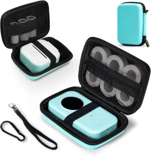 Memoking T02 Hard Storage Case - Compatible with Phomemo D30, SUPVAN E10, NIIMBOT D11, JADENS D110 and More, with Zipper Mesh Pocket, Waterproof Shockproof, Green (Only Case)