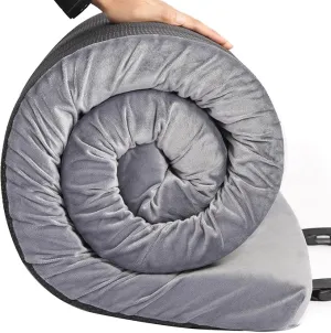 Memory Foam Camping Mattress Portable Roll Up Foam Sleeping Pad Guest Floor Mattress Foldable Camping Pad Lightweight Foam Sleeping Mat Cot Mattress with Removable Waterproof Cover Travel Bag