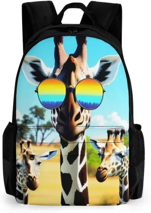 Men & Women Lightweight Crazy Cool Giraffe Art Casual Daypack Large Capacity Bookbag With Adjustable Shoulder Straps for Gym Business Bicycle