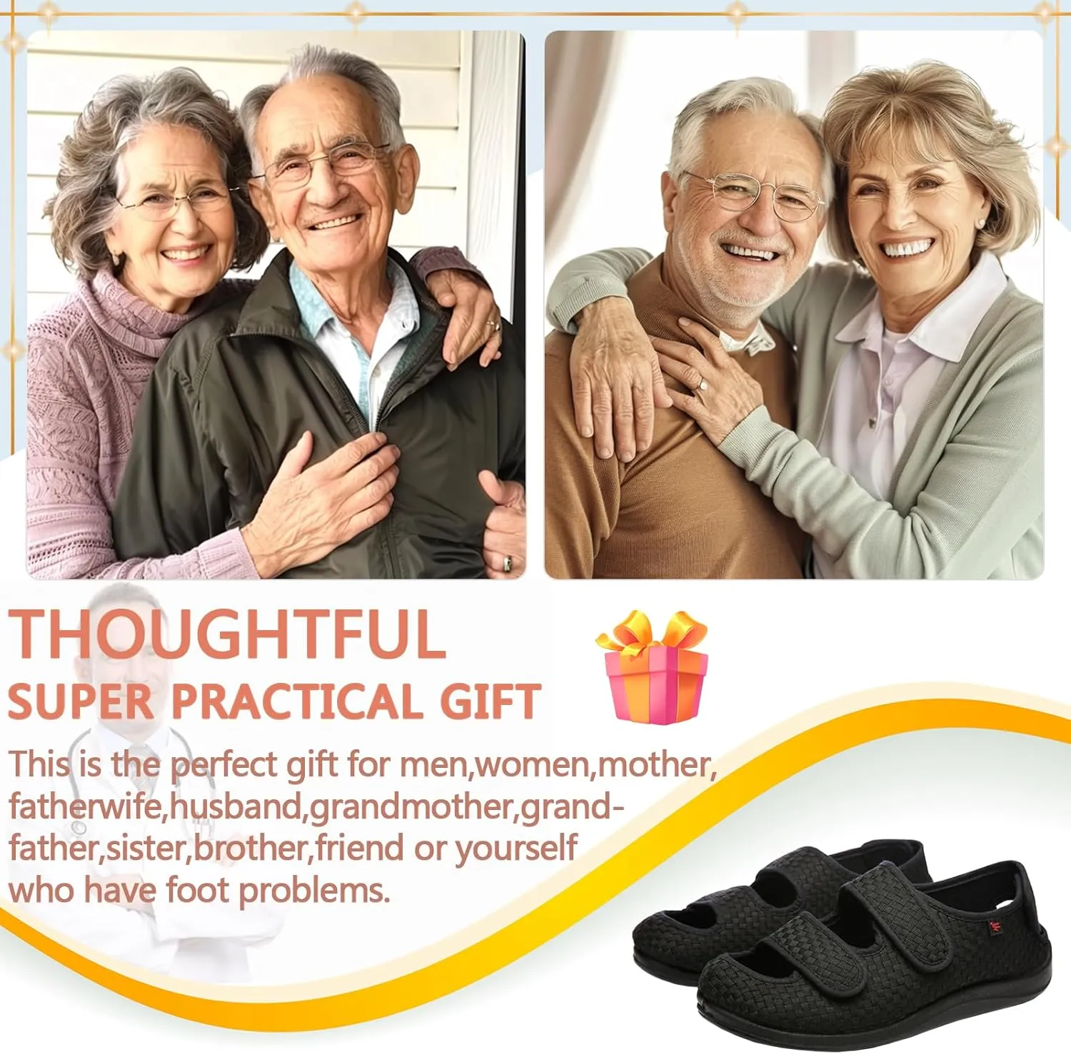 Men Women Diabetic Shoes,Edema Footwear,Adjustable Magic Stickers for Fat Feet,Wide Feet,Big Toes,Foot Diseases,Swollen Feet,Arthritis,Valgus Feet,Deformed Feet