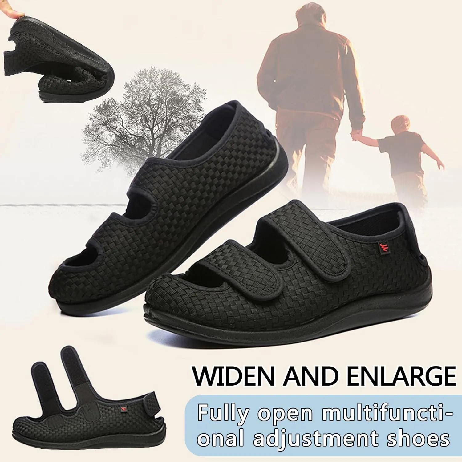 Men Women Diabetic Shoes,Edema Footwear,Adjustable Magic Stickers for Fat Feet,Wide Feet,Big Toes,Foot Diseases,Swollen Feet,Arthritis,Valgus Feet,Deformed Feet