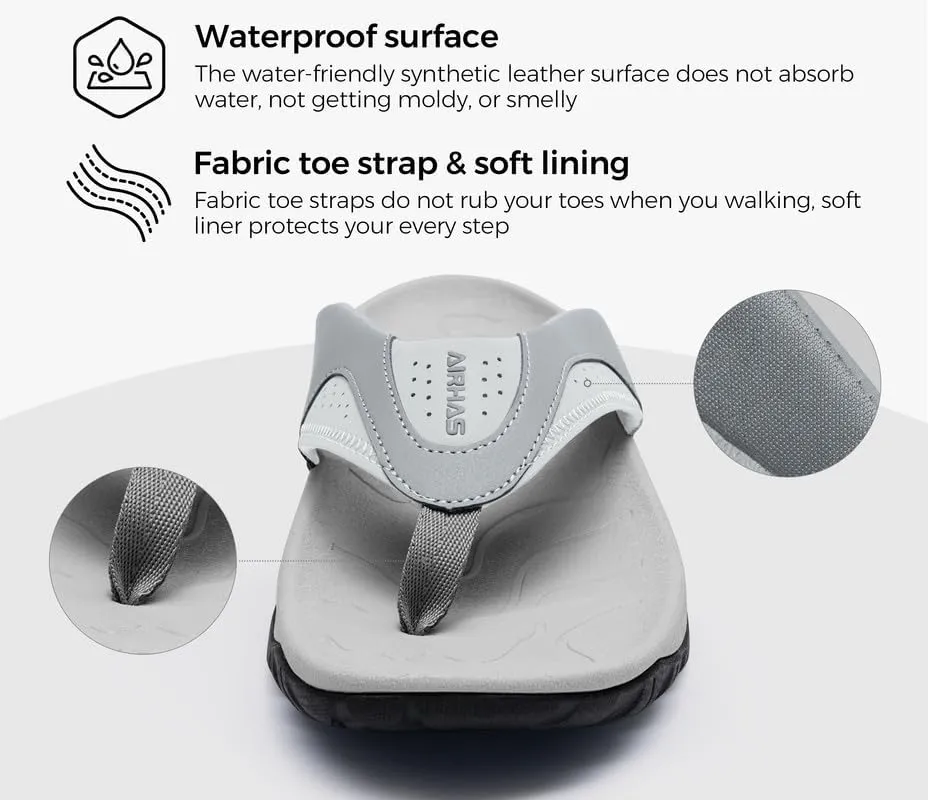 Mens Arch Support Walking Flip Flops Durable Comfort Outdoor Thong Sandals for Men Non Slip Summer Beach Sandals