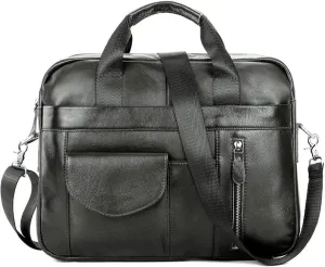 Men's Briefcase Men's Leather Briefcase Shoulder Bag Leather Crossbody Bag for Work Office Travel